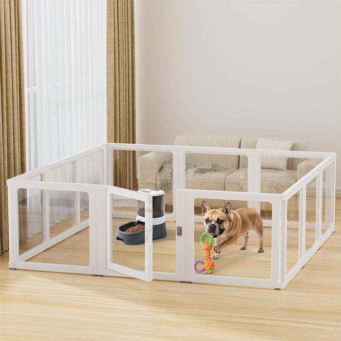 Льоток для собак Citylife з дверцятами, прозорий вольєр для домашніх тварин для використання в приміщенні та на вулиці, 12 шт. Білий