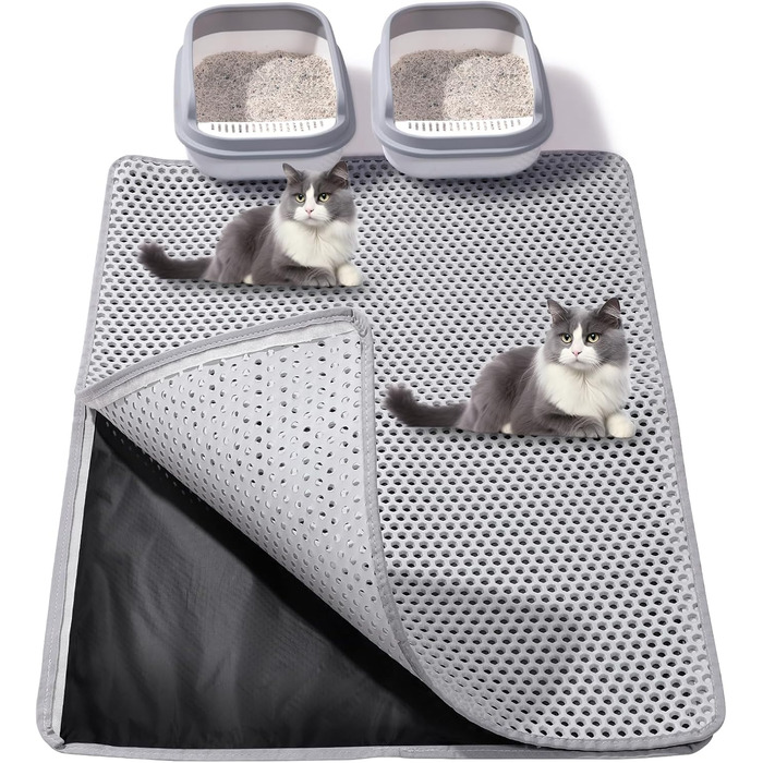 Килимок для котячого туалету Ondware, 117.8 x 66 см, двошаровий, вологостійкий (сірий)