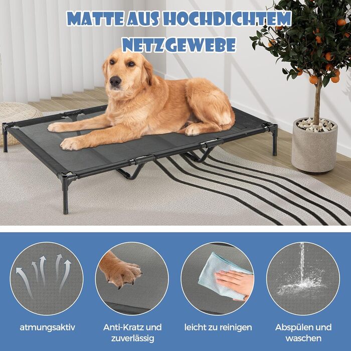 Будинок для собак COSTWAY 2 в 1 з ліжком, сірий, 84 x 132 x 114 см