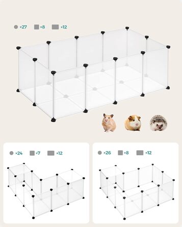 Клітка для тварин SONGMICS Freigehege з піддонами, 2 шт., біла, 125 x 63 x 42 см, для кроликів, хом'яків, їжаків