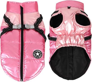 Тепла зимова куртка для собак з отвором для шлейки, водонепроникна, з відбивачами, для шиба іну, бульдога та мопса
