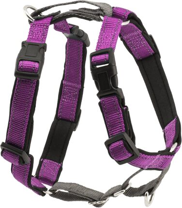 PetSafe 3-в-1 шлея для собак, анти-затяг, для авто, з ручкою, світловідбивачі, розмір M, чорний, синій, фіолетовий