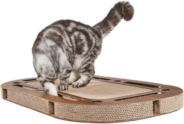 CanadianCat Company XXL ігровий майданчик для котів 85x54x5,8 см, інтерактивна когтеточка з картону в дерев’яному стилі