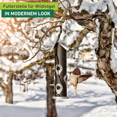 Годівниця для птахів Windhager Saatmischung з насіннєвою сумішшю, з металу, 13,5 x 13,5 x 35 см, 06969, Антрацит