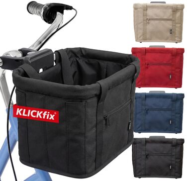 Фридбаг Кошик на кермо велосипеда KLICKfix [Сумісний з електровелосипедом] для жінок - чорна велосипедна сумка