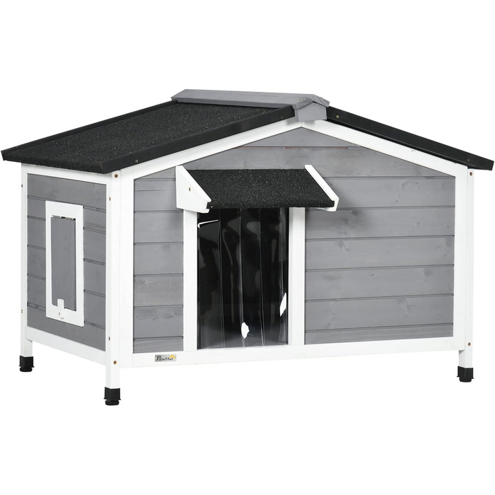 Будка для собак PawHut Outdoor, сіра, 97x72x65 см, з відкидним дахом та знімним дном