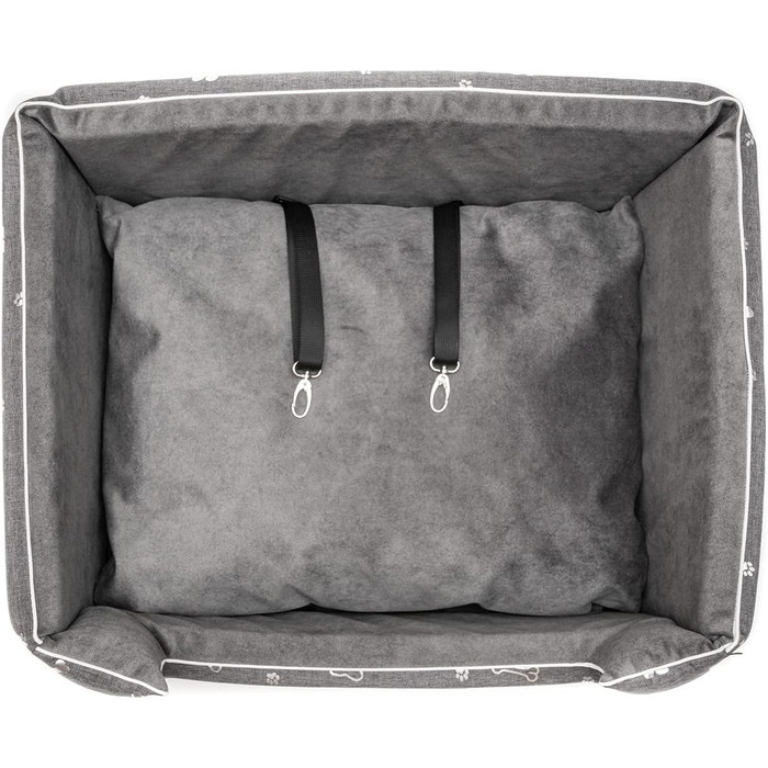 Автокрісло для собак Boutique Zoo | М'яке автокрісло для собак, котів та інших тварин | На заднє сидіння, пасажирське сидіння | Лежанка для собак, переноска для собак | Поліестер, штучна замша | Колір: Сірий | Розмір: M (47x40 см)