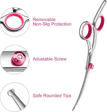 Ножиці для грумінгу собак, ножиці для догляду за шерстю, фінішна ножиця, вигнуті ножиці, з нержавіючої сталі, чорний колір