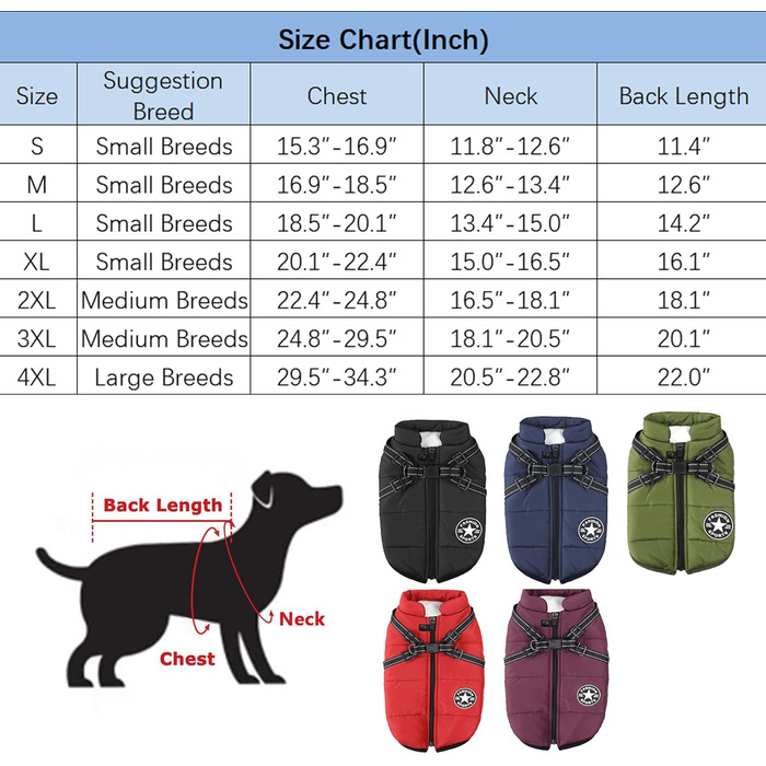 Зимова куртка для собак Aiboria 2-в-1: вітронепроникна, водонепроникна, тепла, з обладнанням для прогулянок, розмір M (фіолетовий)
