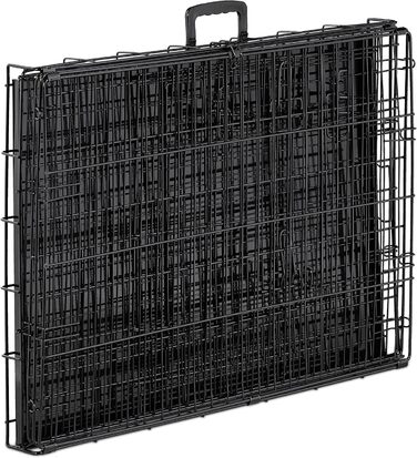 Клітка для собак Relaxdays: для дому та автомобіля, HBT 87x122x80 см, сталева, чорна, з ручкою та двома дверцятами (розміри внутрішні: 54x77x59 см)