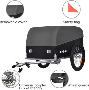 Фаркоп-причіп Tiggo VS Cargo для велосипеда, вантажний, складний, об'єм 120 л, зелений (сірий)