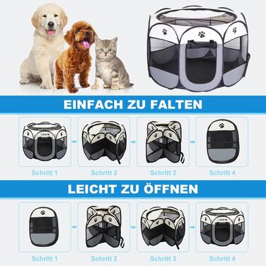 Переносний загін для тварин: загін для собак, вольєр для кошенят, кроликів. Водонепроникний вольєр з оксфордської тканини для дому та вулиці. Колір: коричневий