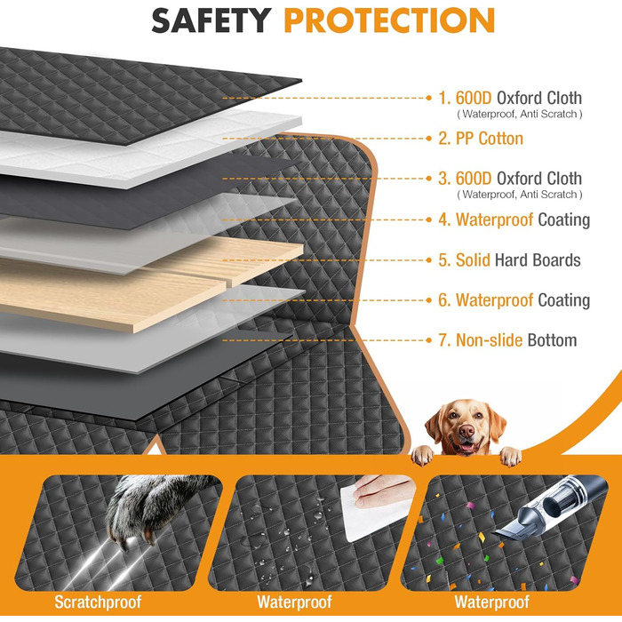 Автомобільний чохол на сидіння для собак, великих порід, чорний. Захист заднього сидіння, підходить для SUV, позашляховиків та вантажівок