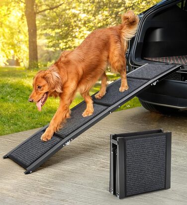 Рампа для собак, 170см, складана, з антиковзким покриттям, для собак середніх та великих порід (до 113.4 кг), легка та портативна, 180x44 см