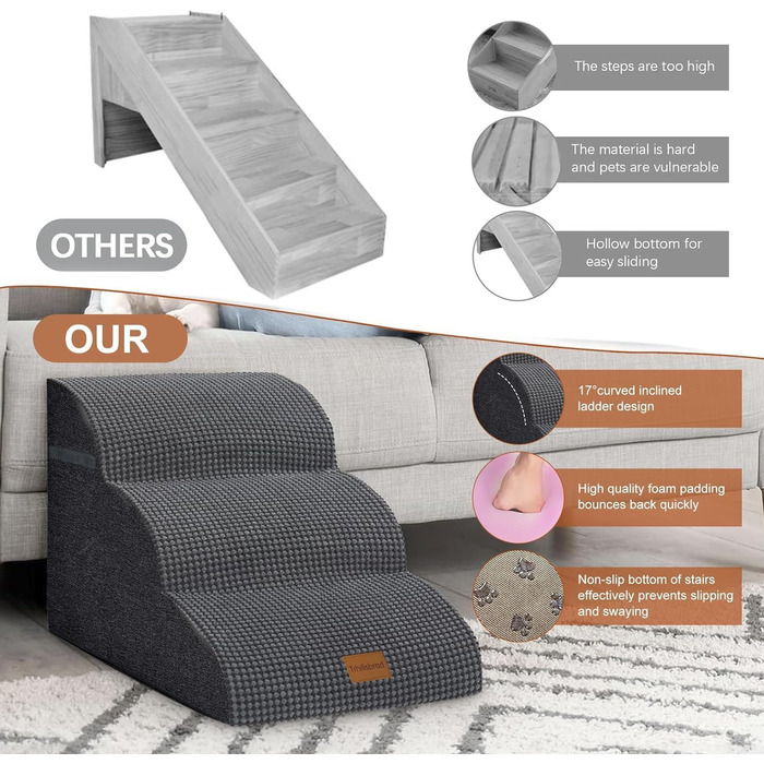 Сходинки для собак Trhillsbrad Breiter 3 ступені, 30 см, для маленьких собак, з антиковзким покриттям