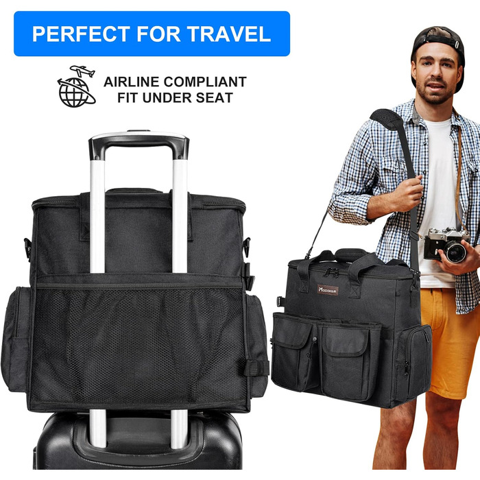 Чорна сумка-переноска для собак Modoker, велика, для подорожей, з кишенями для ласощів