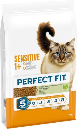 Сухий корм для дорослих котів Perfect Fit Sensitive 1+ з індичкою, 7 кг