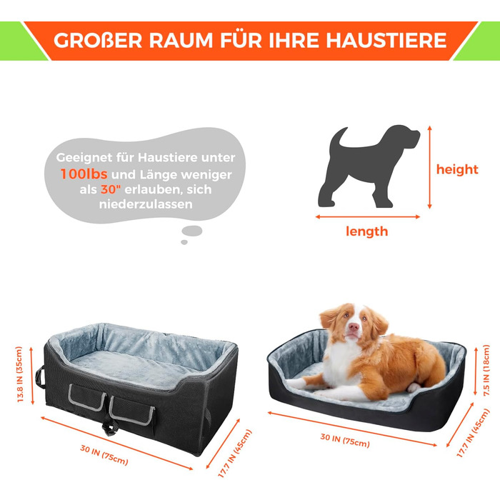 Автокрісло для собак Babenest, чорне, L - стабільне, для кількох тварин, з ременями безпеки