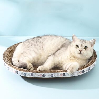 Котячі дряпки, овальні котячі дряпки-лежанки, гофрований лежак-дряпка для котів, котячі меблі для дряпання диванів та килимів, овальні котячі будиночки-дряпки (43*26 см)