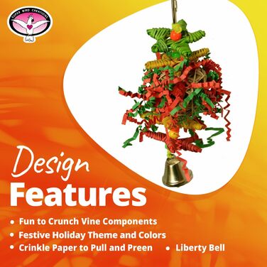 Іграшка для птахів Super Bird Creations Crinkle Little Star, різдвяна, 15,2 x 5,1 см