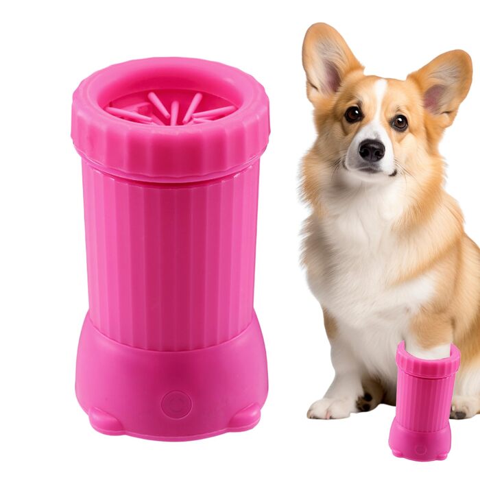 Автоматичний мийник лап для собак, USB, рожевий | Для середніх та великих собак