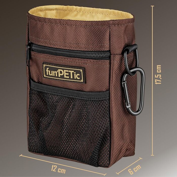 Набір для годування тварин funPETic: сумка для ласощів та складна миска з силікону. Сумка для корму з 4 відділеннями, варіанти носіння, карабін у подарунок. Ідеально для собак, коней та дресирування.