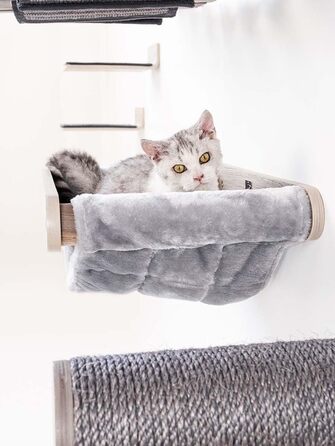 Petrebels Лазіння стіна для котів, підвісна лежанка Lazy 50 см, настінний дряпак преміум, котяче ліжко, монтаж на стіну, дерево, колір дуб-антрацит