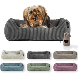 Крісло-лежанка для собак (55x42 см) з подушкою, Cordstoff, сіре, з пакетиками для відходів