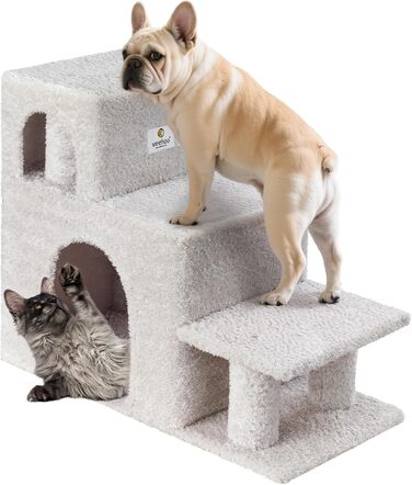 Сходинки для собак Veehoo: 3 сходинки, ліжко, печеринка, для старих котів та собак, до 45 кг, сірий, 67x34x52 см