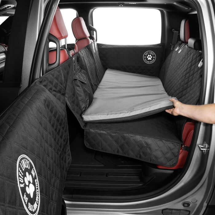 Килимок для собак у машину Ruff Liners, середньо-сірий – відомий з Shark Tank, для середніх сидінь, з неслизьким дном, водонепроникним чохлом, можна прати в машині – килимок для собак, сірий, середній (131 см x 61 см)