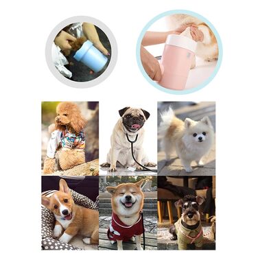 Автоматичний очищувач лап для собак: миска для лап з силікону, портативна, обертається на 360 градусів, для маленьких собак та котів (Рожевий)