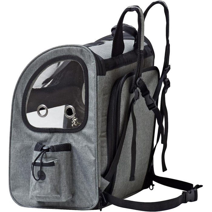 Рюкзак для собак та котів Fudajo, 32x27x40 см, до 6 кг, чорно-сірий, розкладний, для подорожей