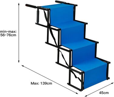 Сходинка для собак - пандус для автомобіля - регульована, складана, чорна/синя (139*45*76 см)
