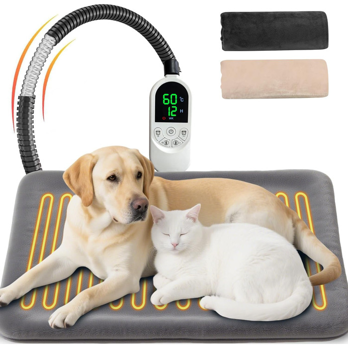 Килимок грілка для тварин 70x45 см: великі собаки, коти, анти-гризучий, з регулюванням температури