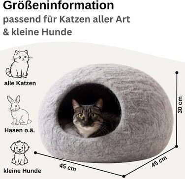 Кігтеточка-будиночок для котів XL, з вовни Romney, сірого кольору