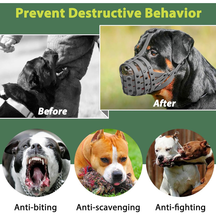 Намордник для собак Mayerzon Pitbull: легкий, для великих та середніх порід, проти укусів, безпечний для грумінгу та ветеринара, сірий, розмір L (діаметр морди 29-33 см)