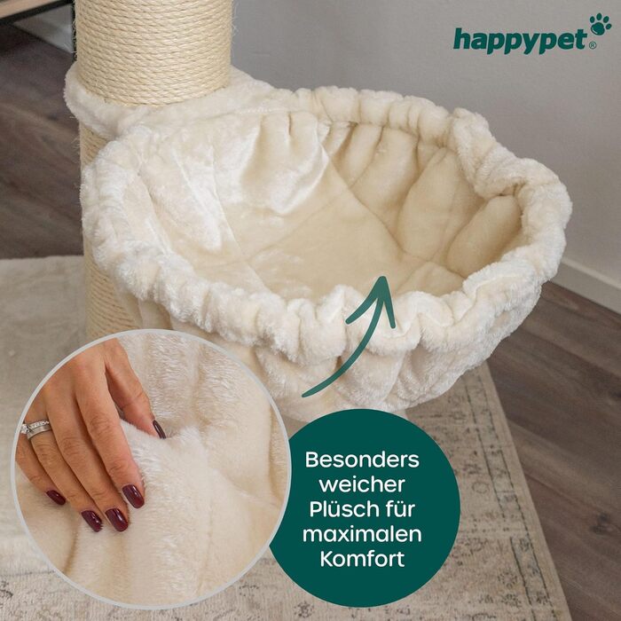 HAPPYPET Лежанка-гамак для котів XXL, кремового кольору, Ø 45 см, до 20 кг, для великих порід (Мейн-кун)