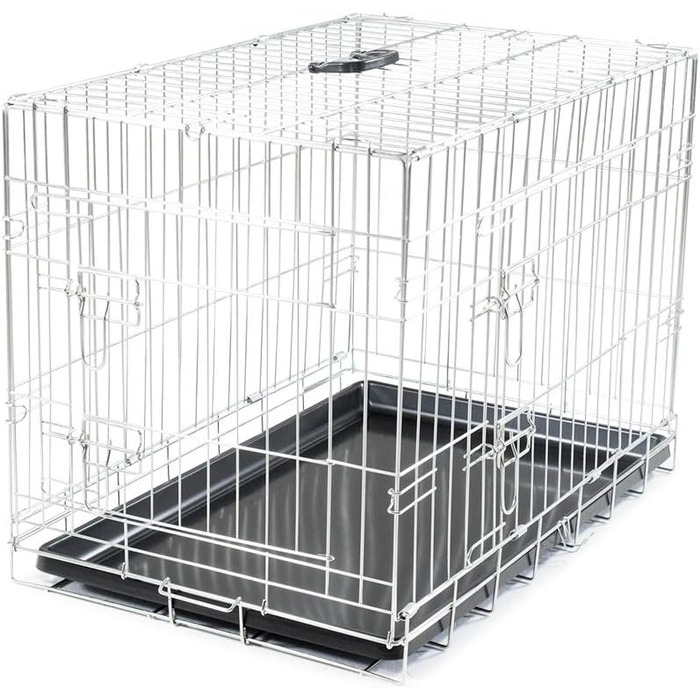 Складана металева клітка для транспортування Vadigran Classic, 76x48x55 см, срібляста, розмір L