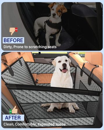 Автомобільний сидіння для собак великих порід, подовжувач заднього сидіння, складаний, водовідштовхувальне оксфордське полотно, неслизьке дно, захист по периметру, міцна підтримка, сірий