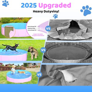 Зручний надувний басейн для собак та дітей, 220 x 30.5 см, рожевий, для дому та саду