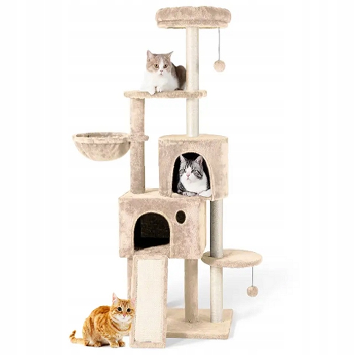 Високий когтеточка-комплекс з лежаком та стовпчиком для кігтів, вежа Wideshop 101 — 160 см