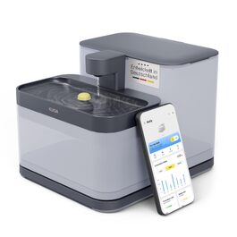 Фонтанчик для котів та собак Klyqa Welly Premium: Акумуляторний, з датчиком руху, тихий, антрацит. Окремі резервуари для чистої та брудної води.