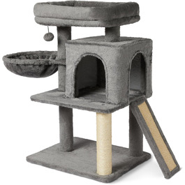 Комплекс для котів Amazon Basics з кігтеточками та будиночком, сірий, 79 см (H), середній, сертифікат FSC