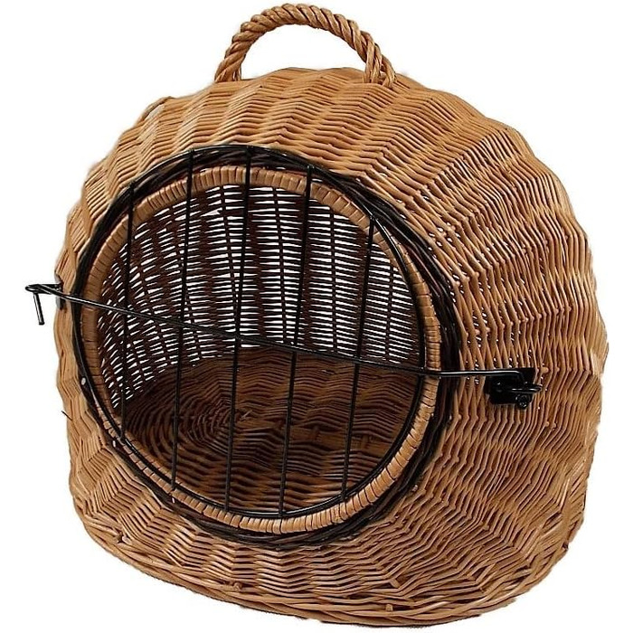 Транспортний кошик для тварин з лози, коричневий, розмір S, 45x35x44 см, знімний металевий ґрат