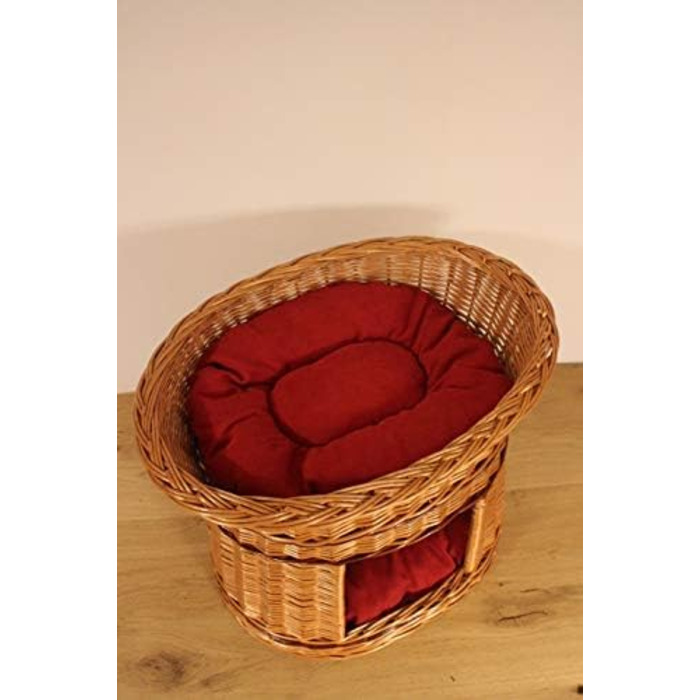 Дерев'яний кігтеточка-кімната для котів з подушками, кімната для собак, корзина для котів з ротангу, натуральний дизайн