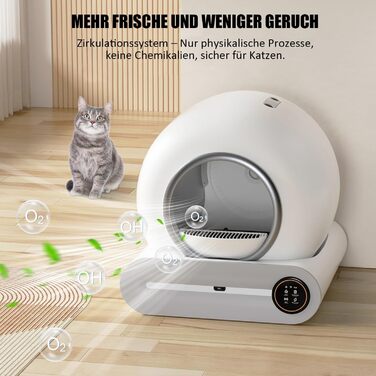 Автоматичний туалет для котів Katzenklo з самоочищенням, 65л, XXL, без запаху, з керуванням через додаток, для 2+ котів