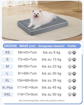 Ортопедичне ліжко для собак середнього розміру KSIIA, 88x55x7 см, знімний, миючий, темно-сірий