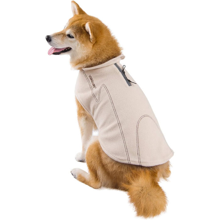 Тепла куртка VIVAGLORY для собак на зиму, флісова жилетка з застібкою-липучкою та отвором для повідка, світловідбиваюча, регульована, S, Бежевий