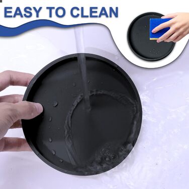 Силіконовий килимок для годування домашніх тварин Arespark, неслизький, водонепроникний, з піднятими бортиками, запобігає розливу, круглий, для собак, котів, цуценят, кошенят, 15,2 x 6, чорний