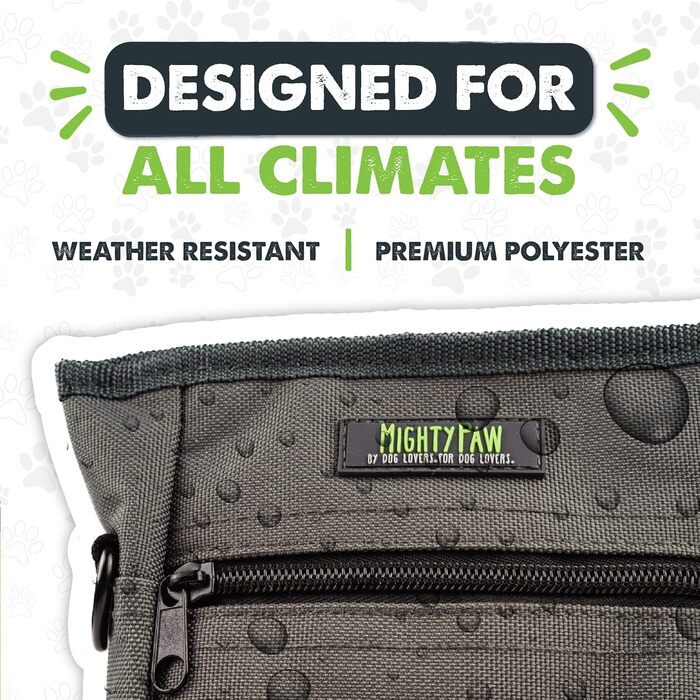 Сумка для ласощів Mighty Paw для собак - 2.0 | Фідер-сумка для тренування собак - Leckerlibeutel для собак - Сумка для ласощів для тварин з ремінцем - Магнітна застібка (Оранжева/Сіра)